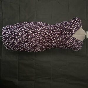 Ralph Lauren business casual purple print dress size 10 polyester